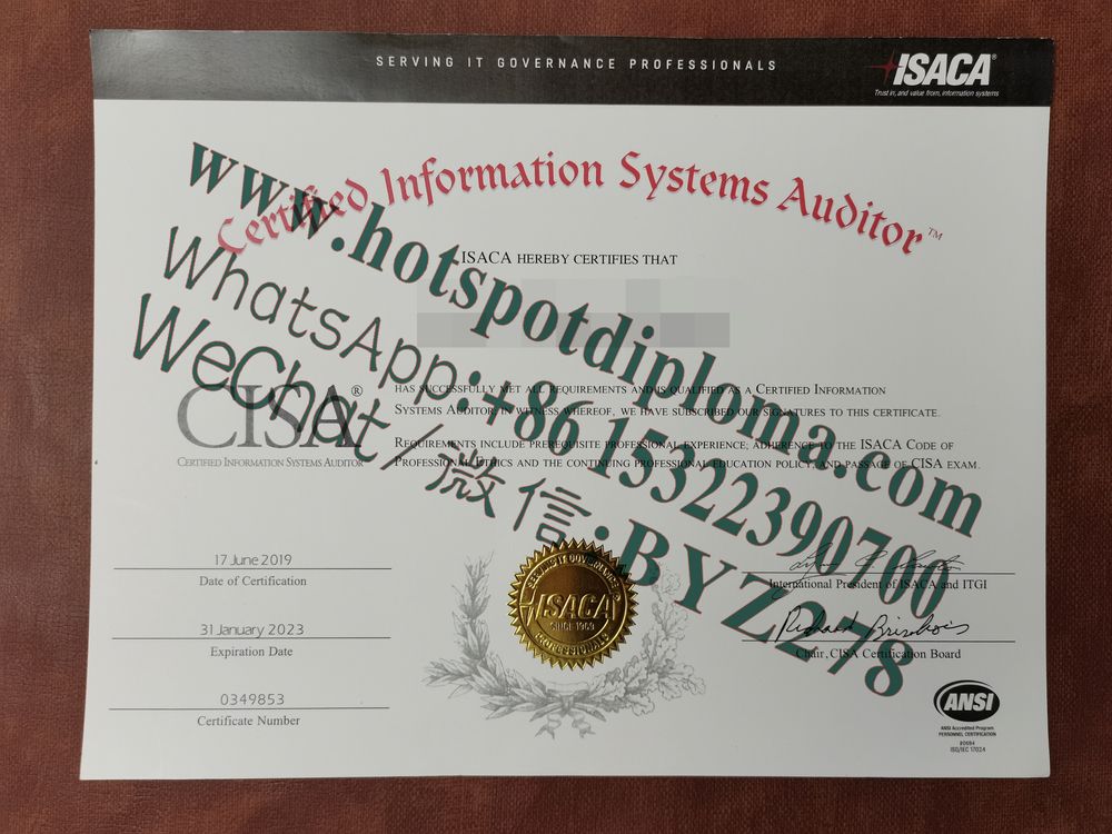 Buy Fake Certified Information Systems Auditor Certificate