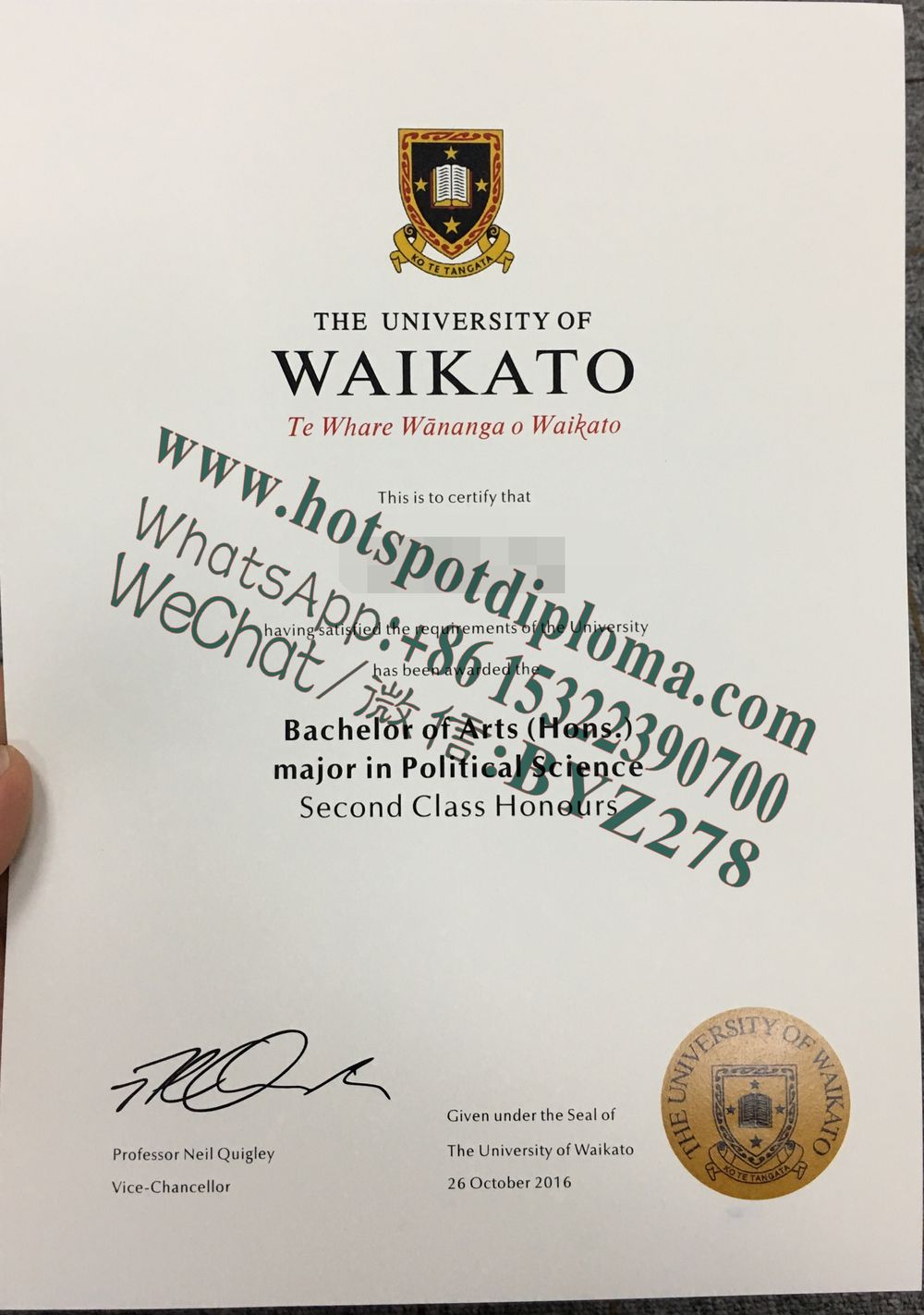 Buy University of Waikato diploma Online