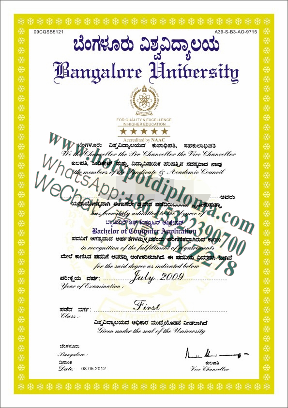 Buy fake Bangalore University Diploma
