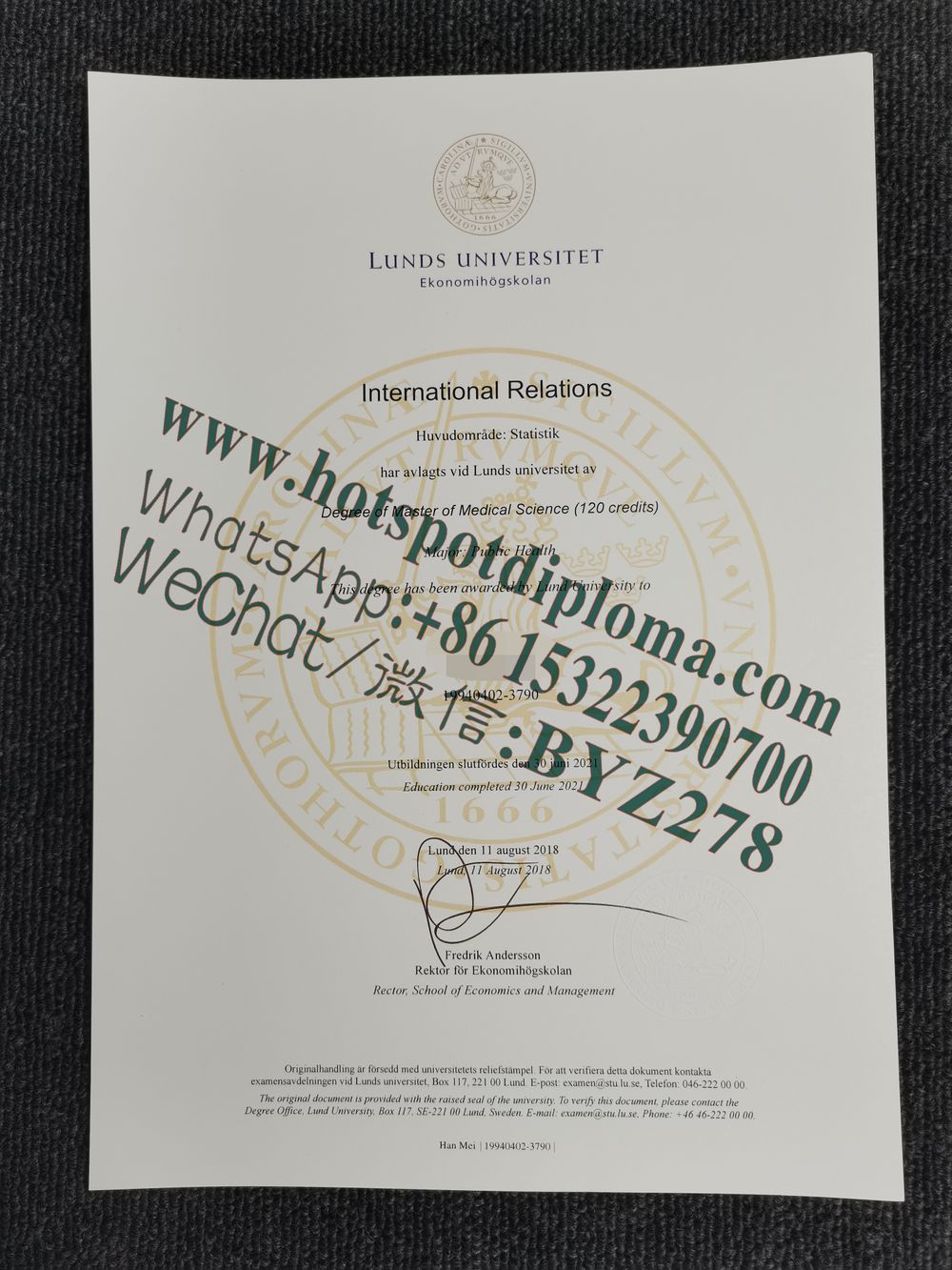 Buy fake Lund University Diploma