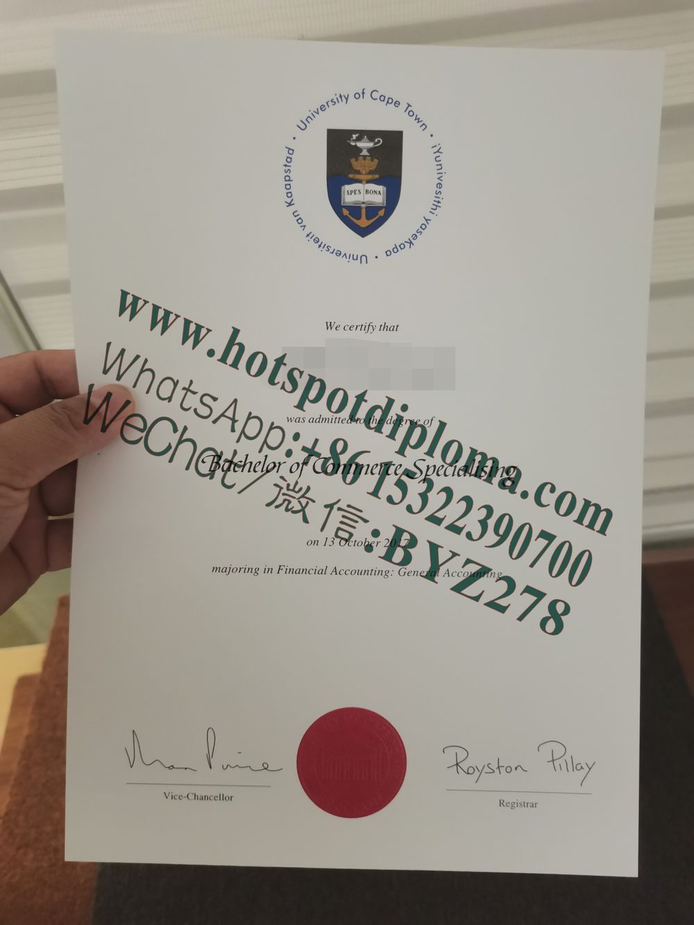 Buy fake University of Cape Town Diploma