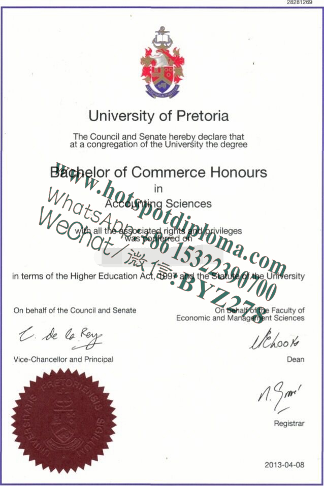 Buy fake University of Pretoria Diploma