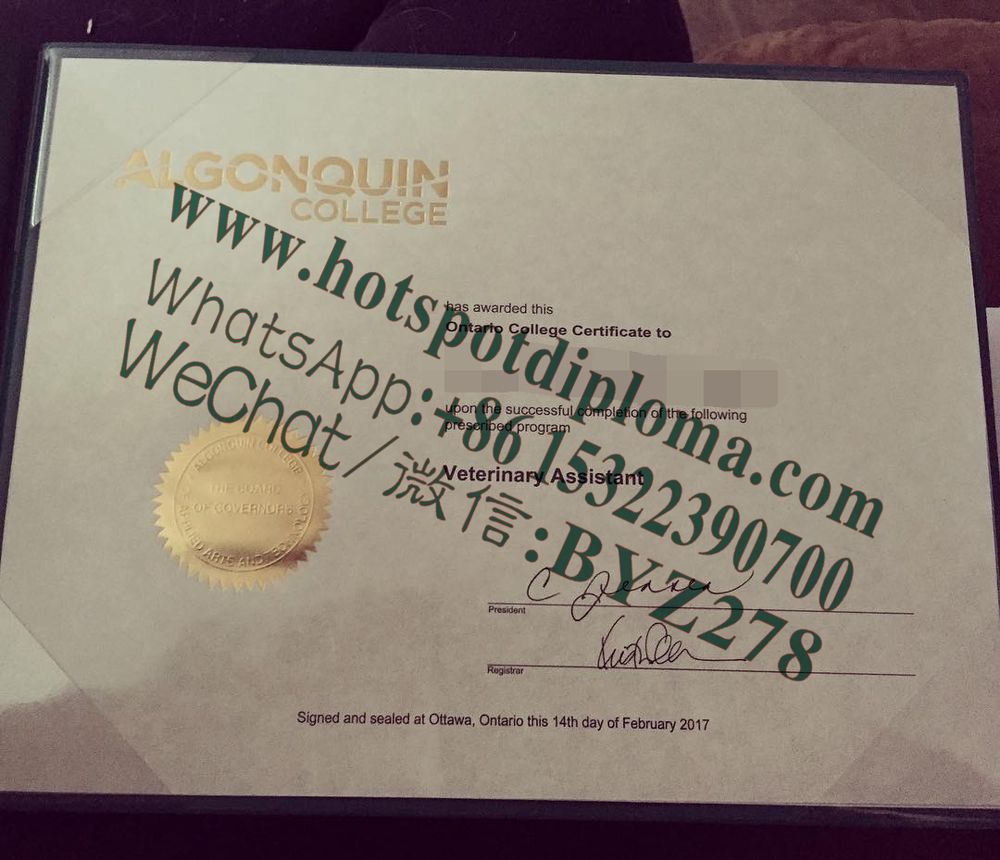 Fake Algonquin College Diploma template certificate