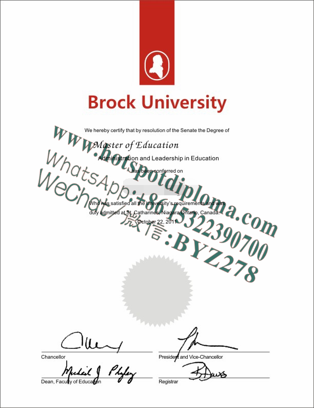 Fake Brock University Diploma certificate