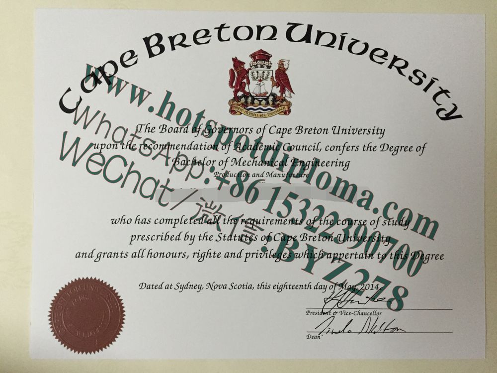 Fake Cape Breton University Diploma certificate