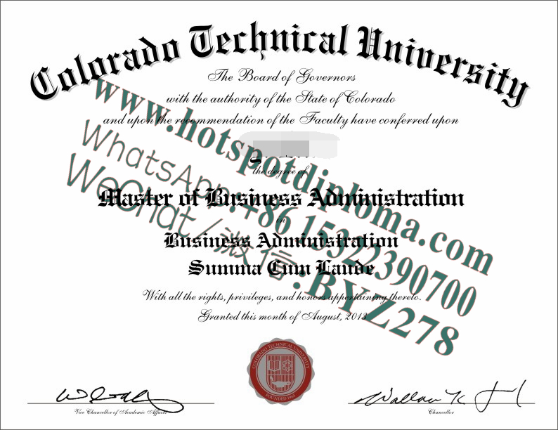 Fake Colorado Technical University Diploma sample makers