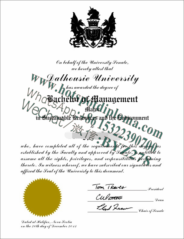 Fake Dalhousie University Diploma sample certificate