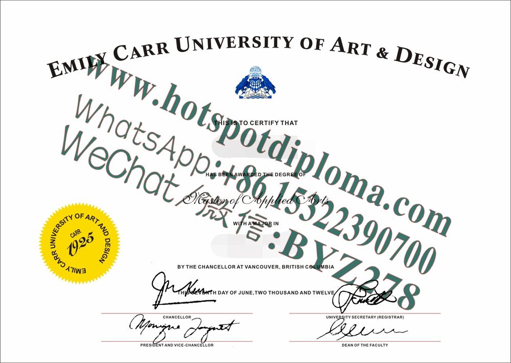 Fake Emily Carr University of Art Design Diploma certificate