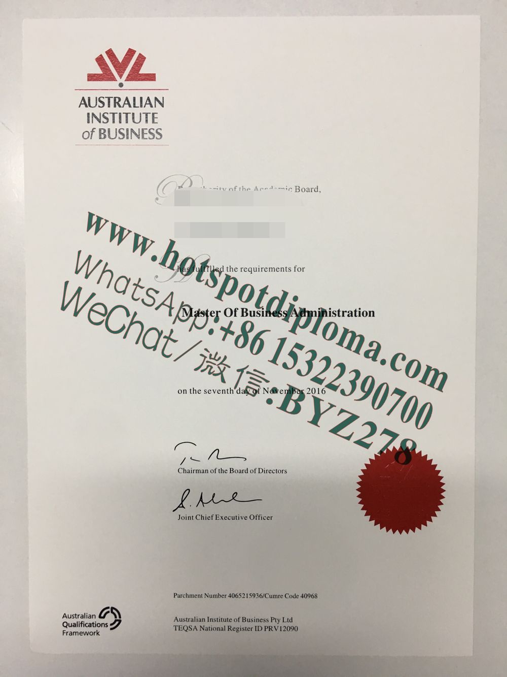 Fake Fake Australian Business School Diploma