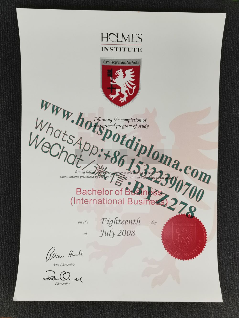 Fake Holmes College Diploma