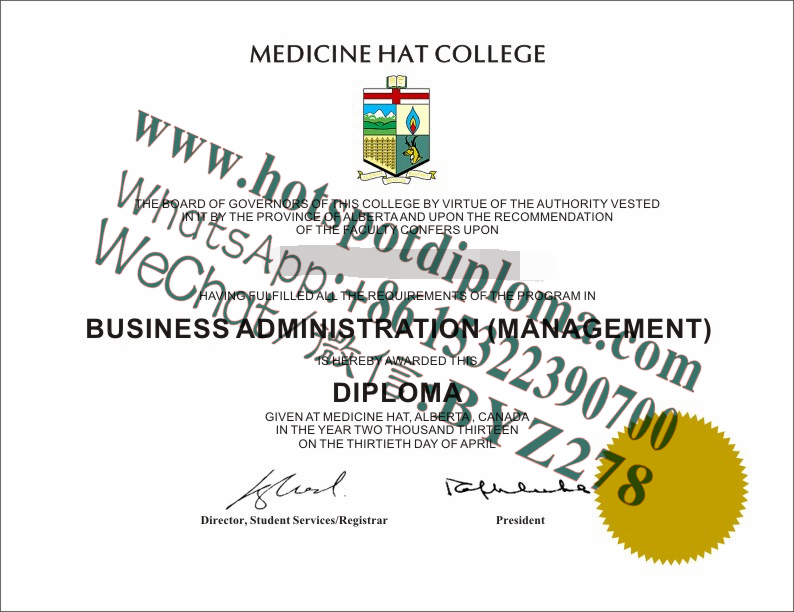 Fake Medicine Hat College iploma certificate