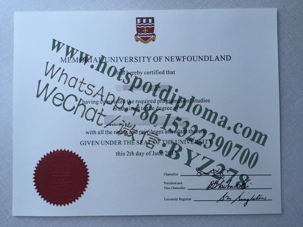 Fake Memorial University of Newfoundland Diploma certificate