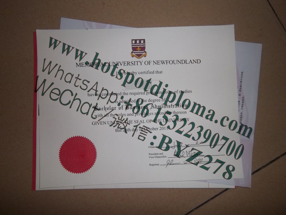 Fake Memorial University of Newfoundland Diploma sample certificate