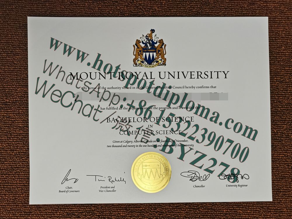 Fake Mount Royal University Diploma certificate