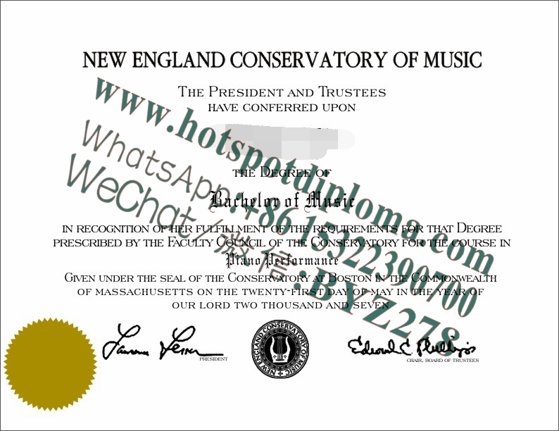 Fake New England Conservatory of Music Diploma makers