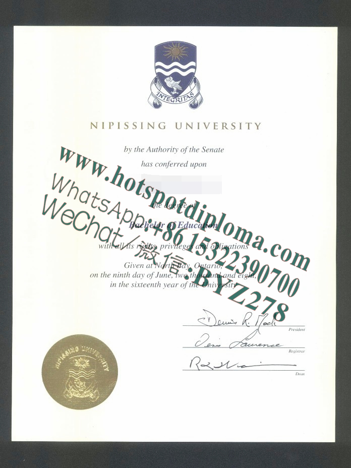 Fake Nipissing University diploma certificate