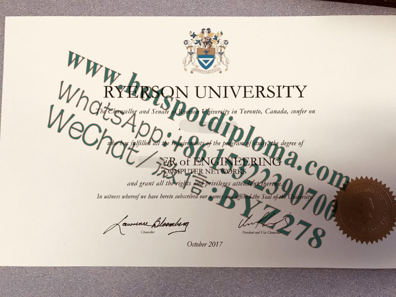 Fake Ryerson University Diploma certificate