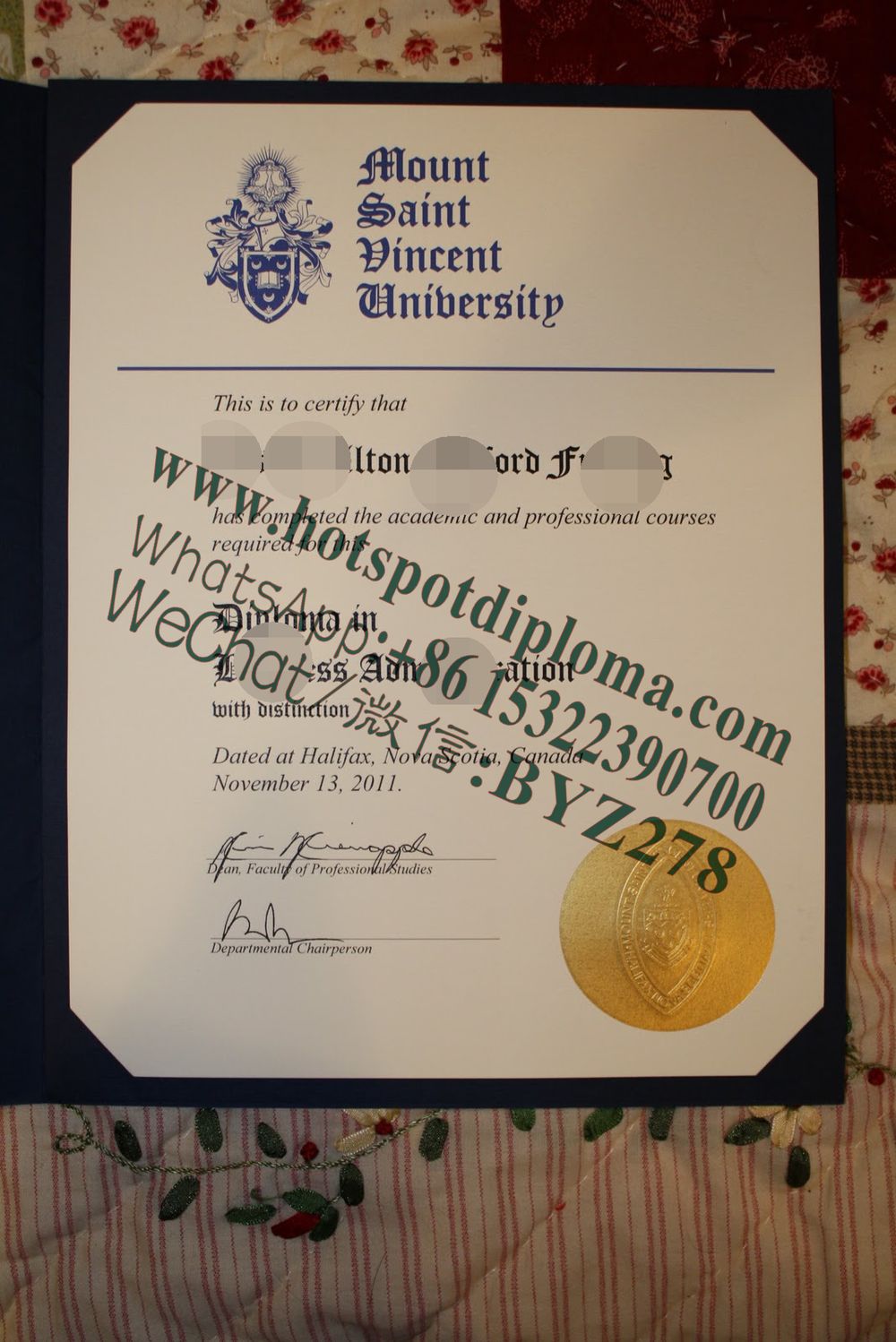 's University Diploma certificate