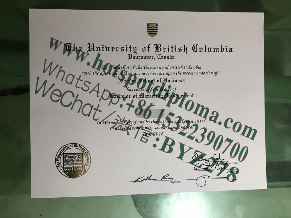 Fake University of British Columbia Diploma certificate