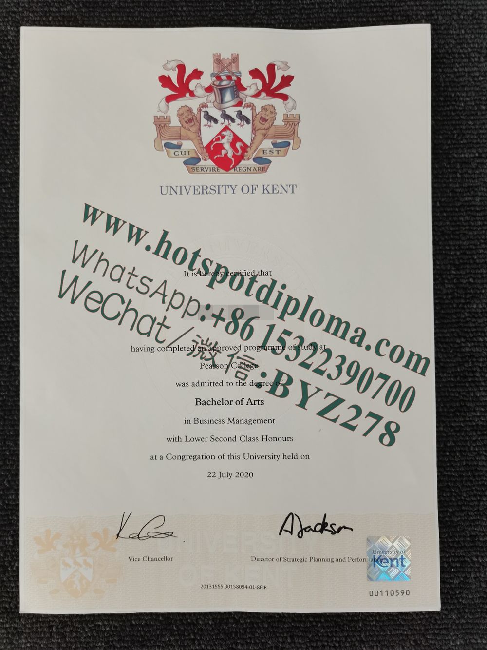 Fake University of Kent diploma makers