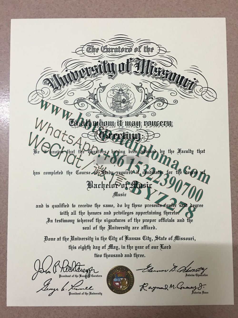 Fake University of Missouri Diploma makers