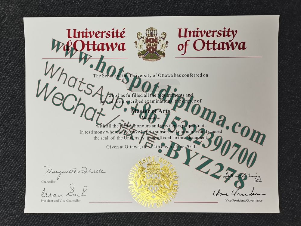 Fake University of Ottawa Diploma certificate
