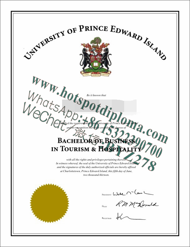 Fake University of Prince Edward Island Diploma certificate