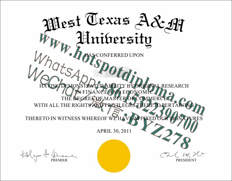 Fake West Texas AM University Diploma makers