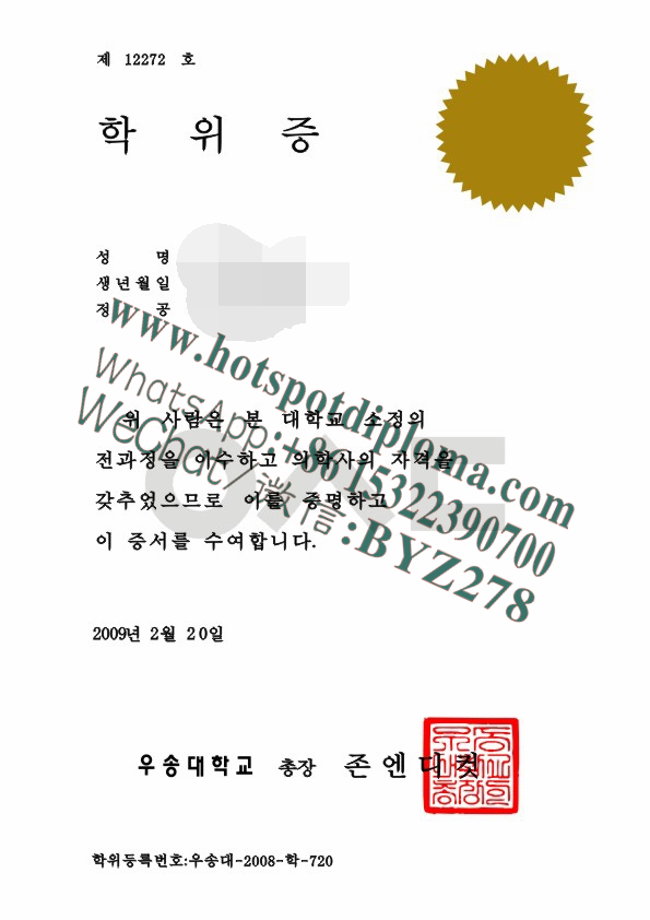 Fake Woosong University Diploma degree