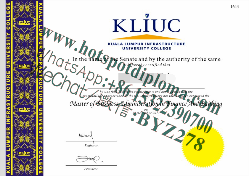 How Buy KUALA LUMPUR INFRASTRUCTURE UNIVERSITY COLLEGE Diploma