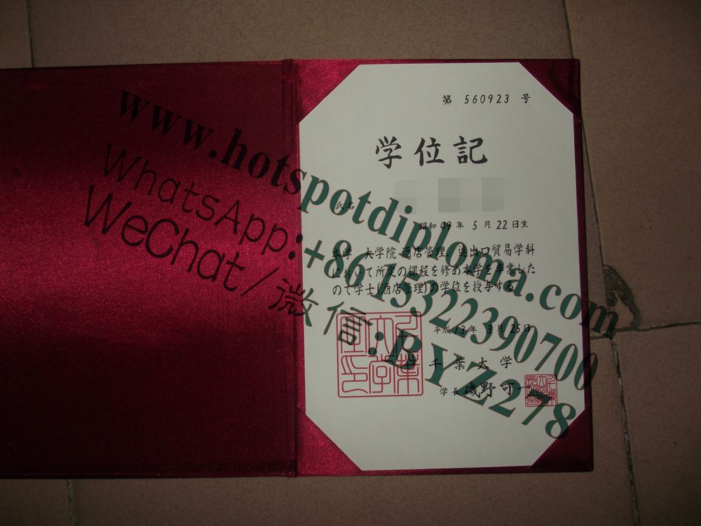 Make fake Chiba University Diploma sample